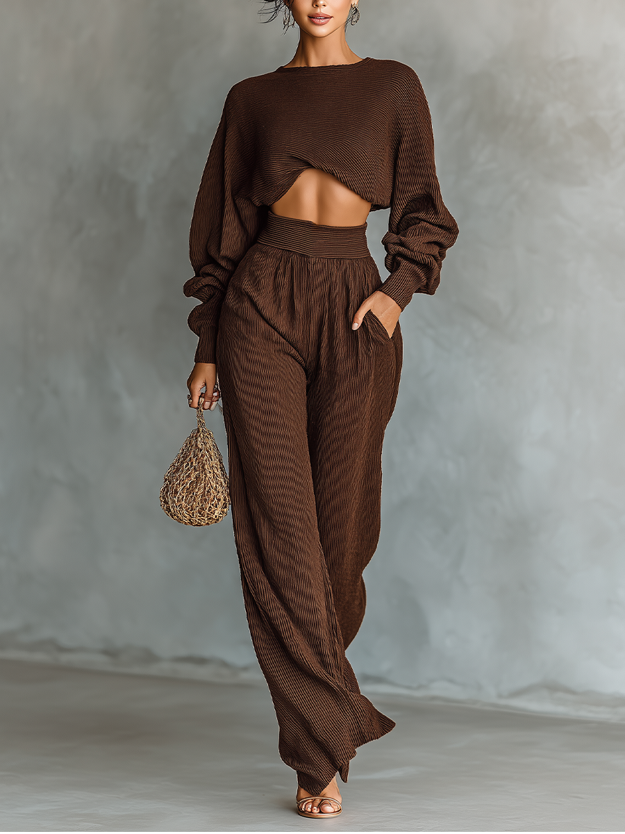 Ada | Coffee Knit Set — view 2
