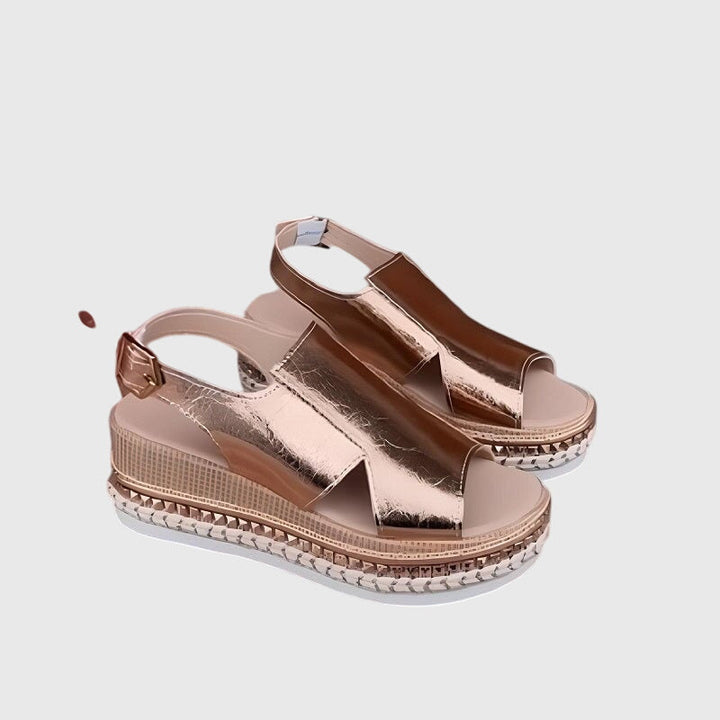Veronica | Beige Square Toe Comfort Sandals — view 5