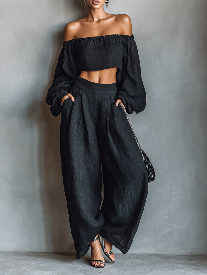 Layla | Strapless Linen-Look Set