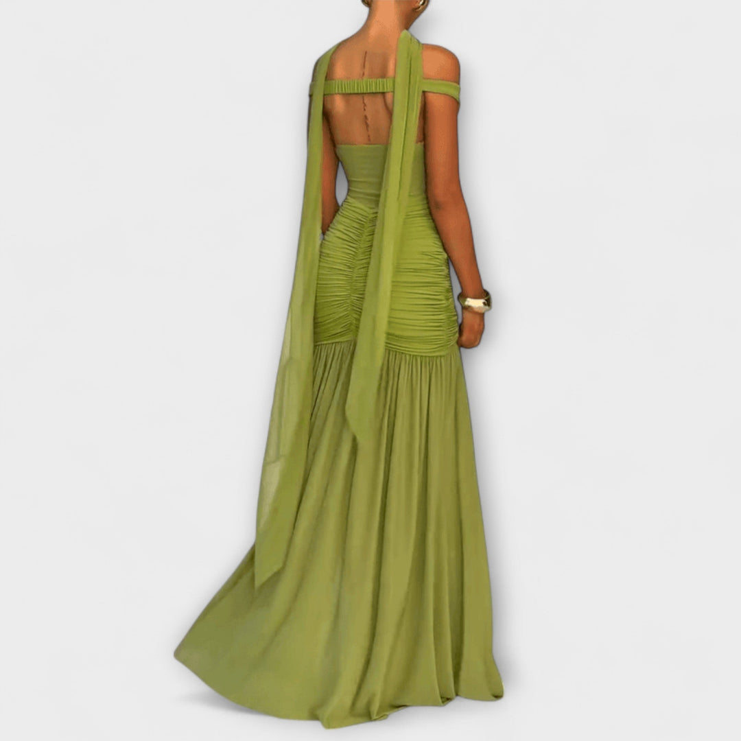 Nicole | Olive V-Neck Maxi Dress