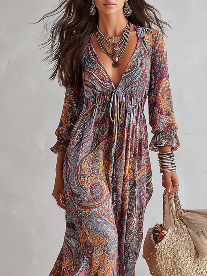 Birdie | Paisley Print Tie-Waist Dress — view 2