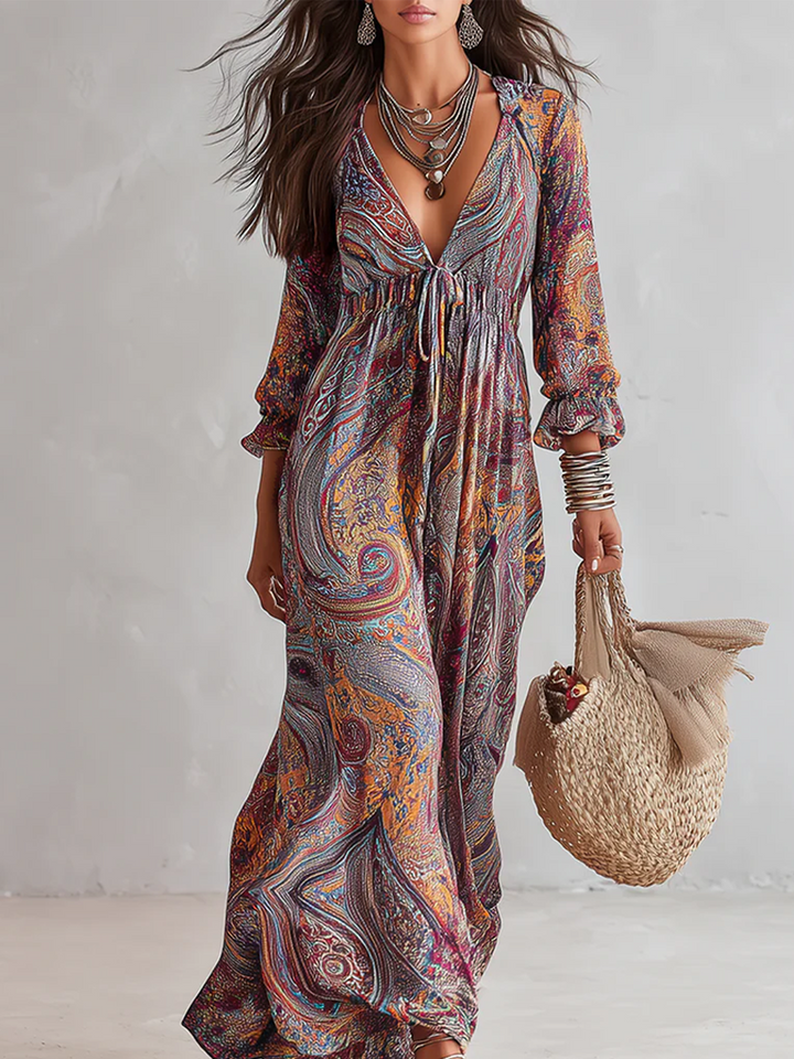 Birdie | Paisley Print Tie-Waist Dress — view 3