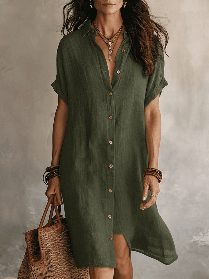 Georgie | Black Linen Relaxed Midi Dress — view 5