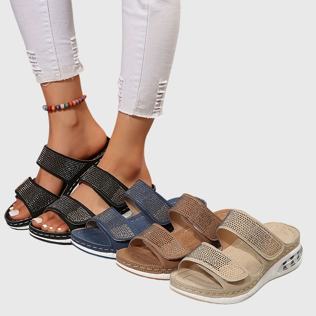 Ensley | White Low Wedge Comfort Sandals — view 5