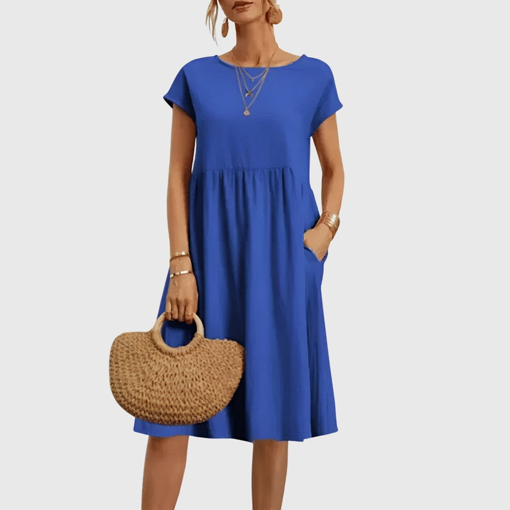 Mirabel | Blue Floral Flowing Dress — view 2
