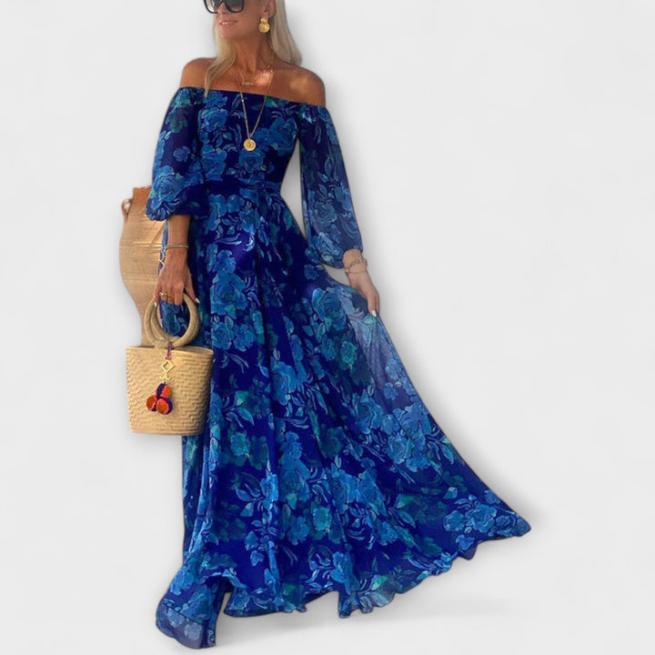 Juniper | Maxi Floral Off-Shoulder Dress for Vacations