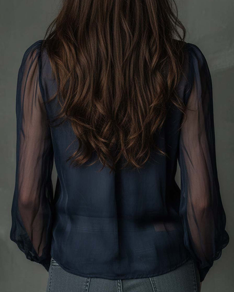 Helen | Half-Zip Knit Blouse — view 3