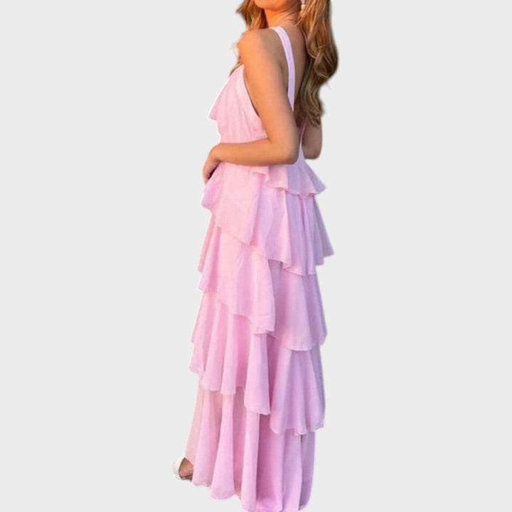 Aylet | Halterneck Ruffle Maxi Dress