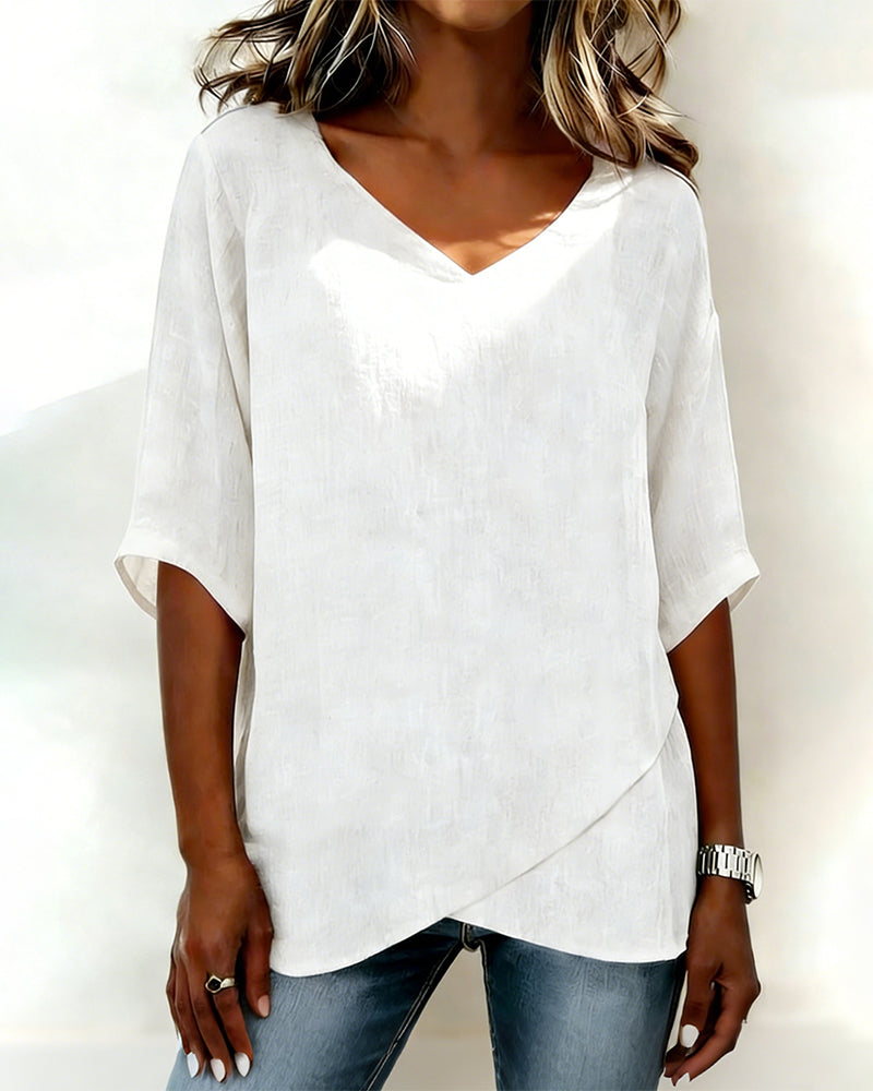 Donna | Irregular V-Neck Top — view 5