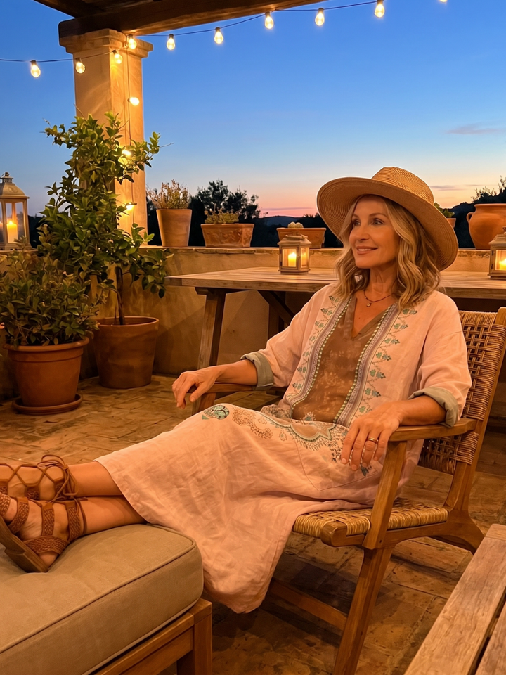 Kenza | Embroidered Panel Relaxed Pocket Midi Dress — view 5