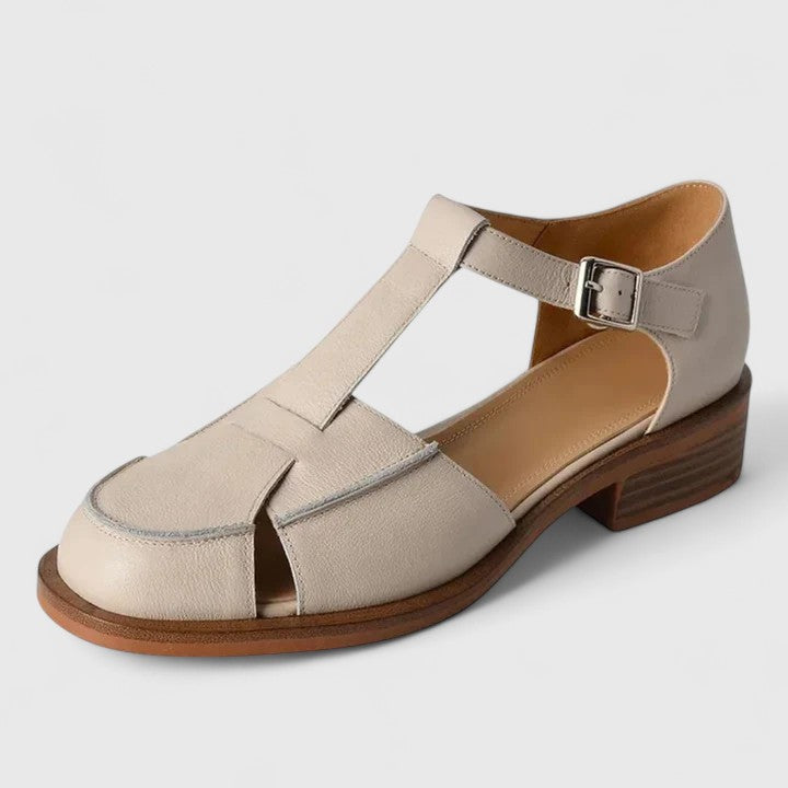Thalina | Beige Elegant Mary Jane Sandals
