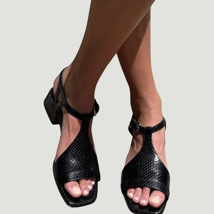 Serena | Metallic Block Heel Sandals