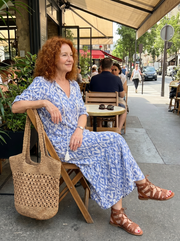 Ottoline | Tassel Tie Neck Printed Midi Dress — view 5