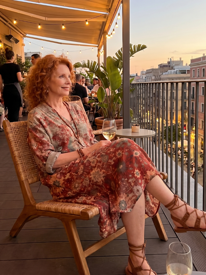 Marigolde | Mixed Pattern Relaxed Pocket Midi Dress — view 5