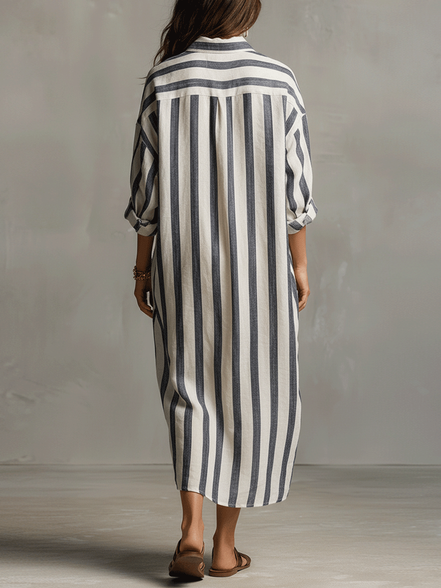 Sadie | Striped Shirt Maxi Dress — view 11