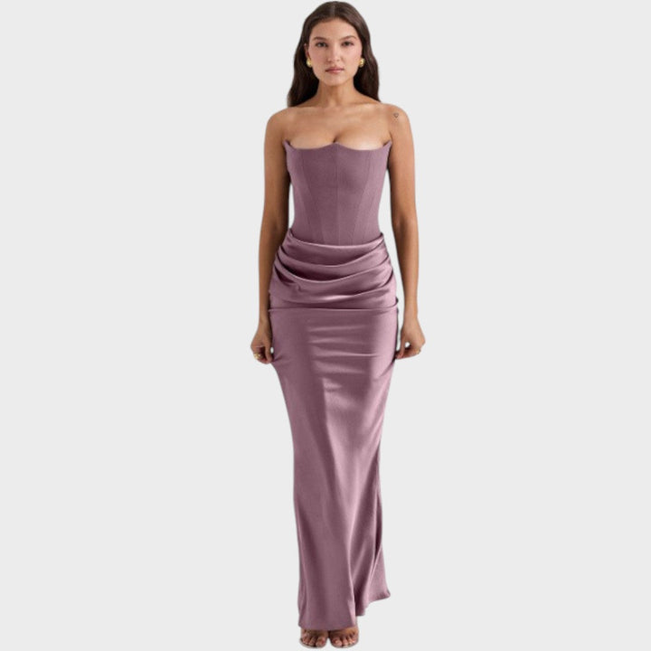 Flora | Satin Dress with Built-in Top