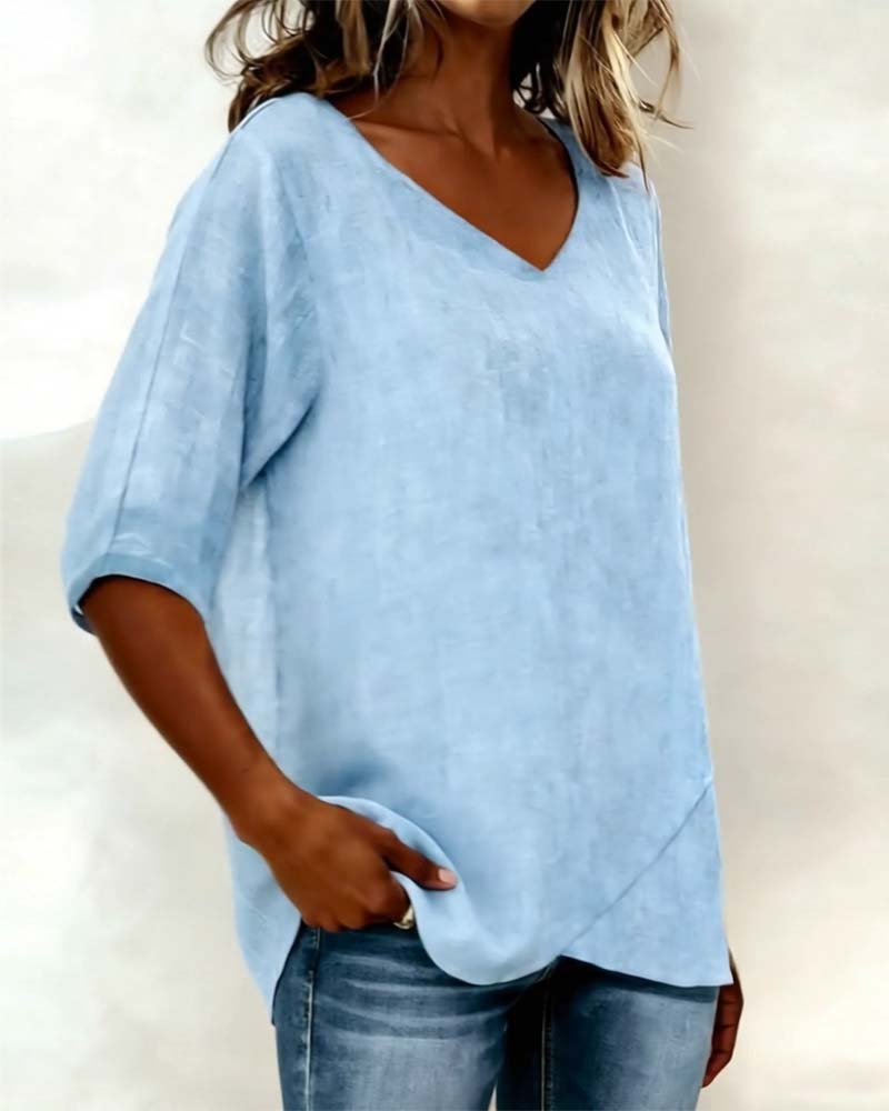 Donna | Irregular V-Neck Top — view 4
