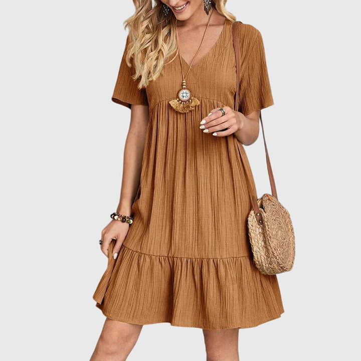 Jasmine | Blush Pink Flattering Midi Dress — view 4