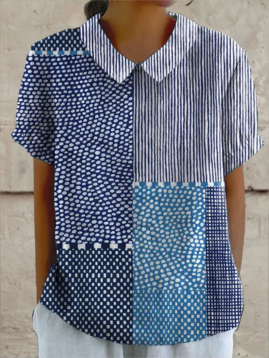 Allie | Blue Patchwork Print Shirt