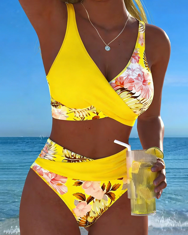 Jolina | Floral Contrast Split Bikini — view 5
