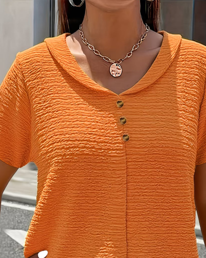 Barbara | Collar Tee with Buttons — view 14
