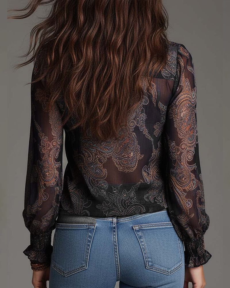Demi | Zip Ruffled Retro Blouse — view 9
