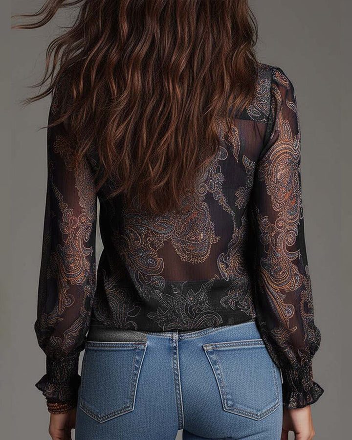 Demi | Zip Ruffled Retro Blouse — view 9