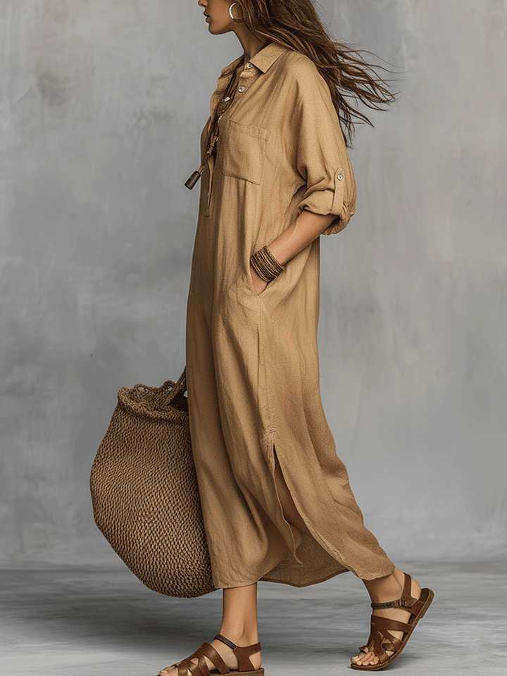 Greta | Casual Buttoned Maxi Dress — view 2