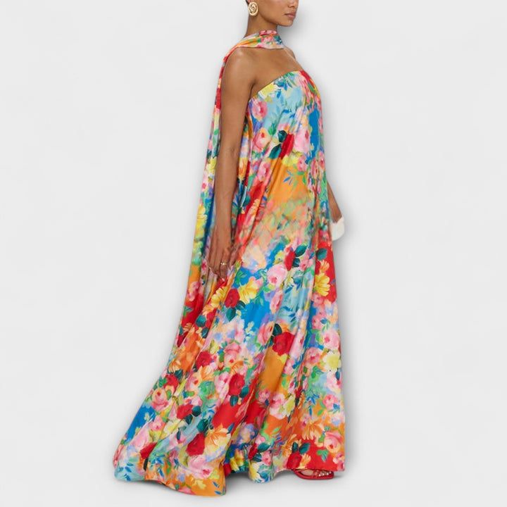 Harlow | Floral Print Maxi Dress with Off-the-Shoulder Design