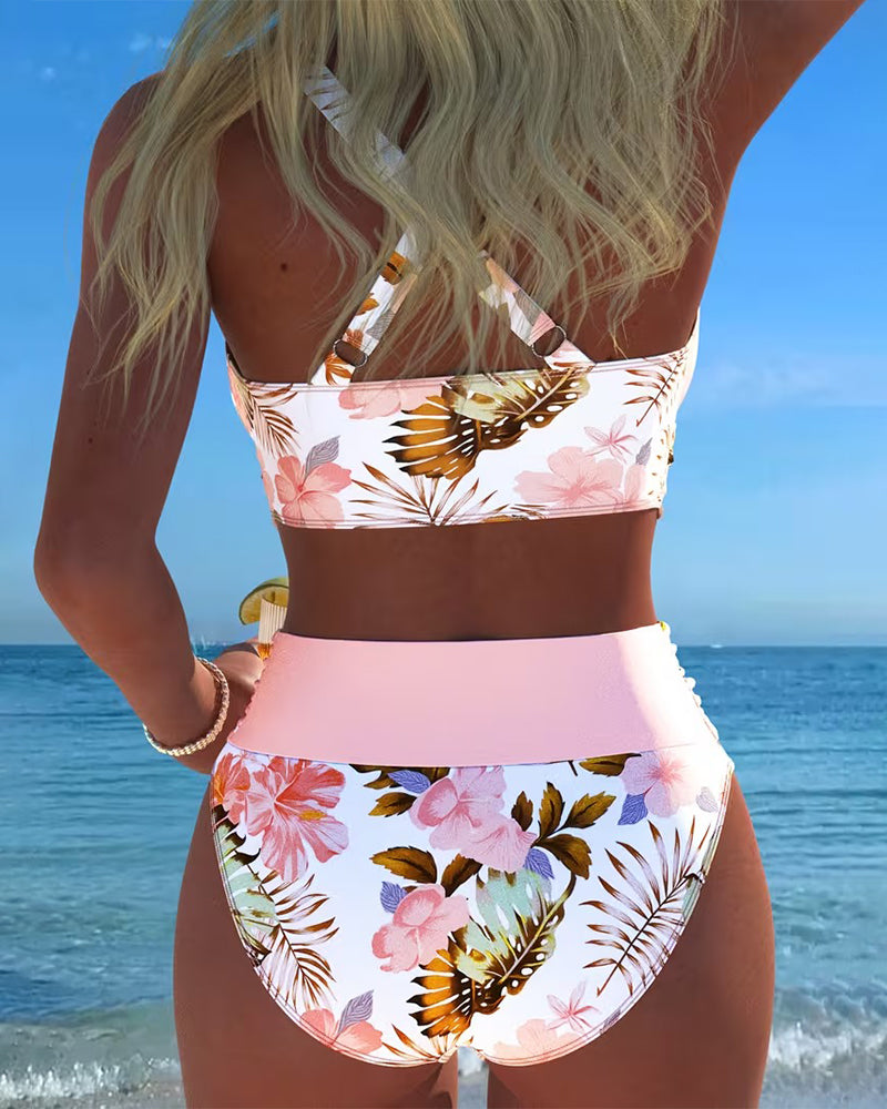 Jolina | Floral Contrast Split Bikini — view 4