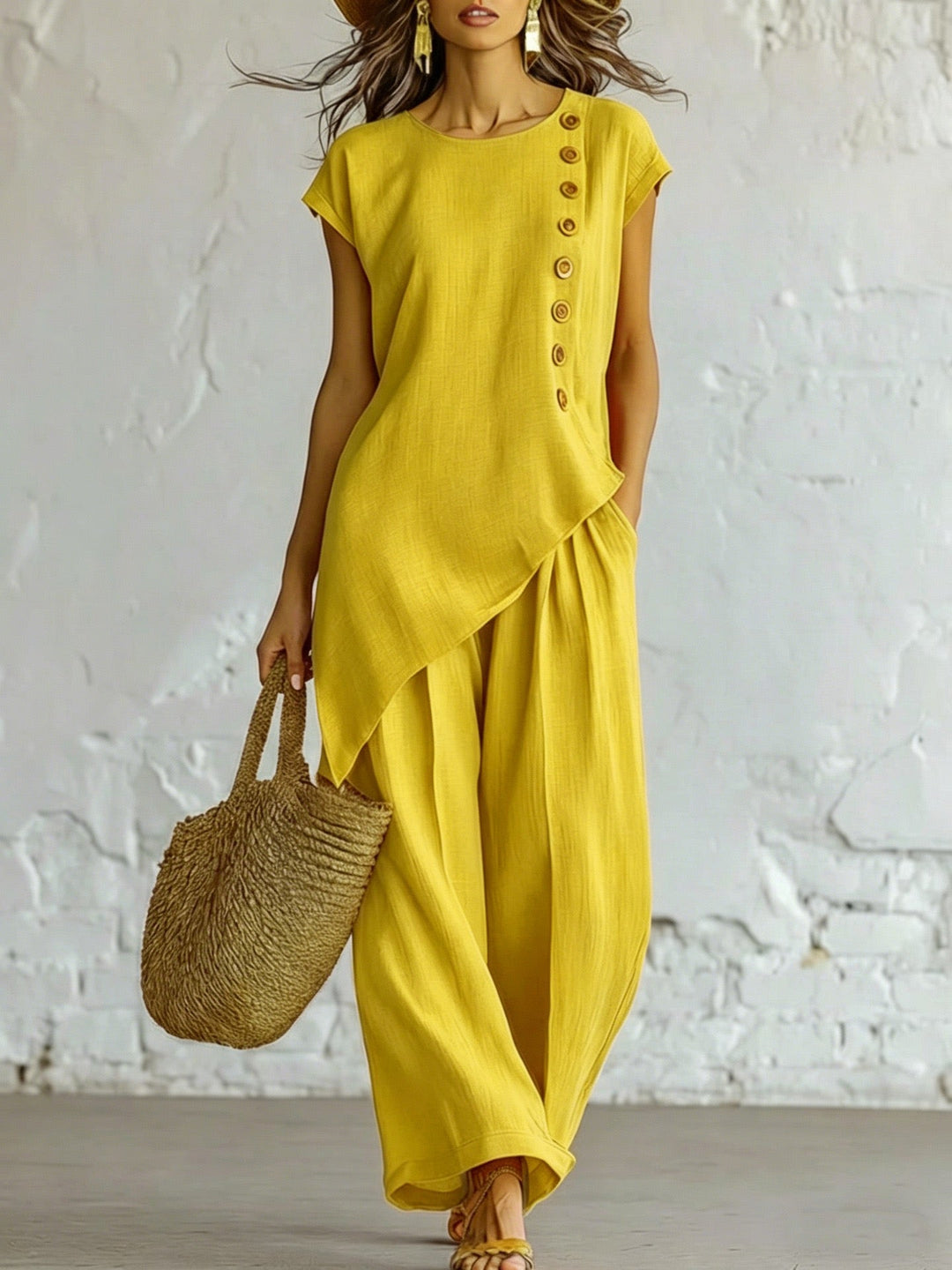 Goldenne | Yellow Lace Two-Piece Set