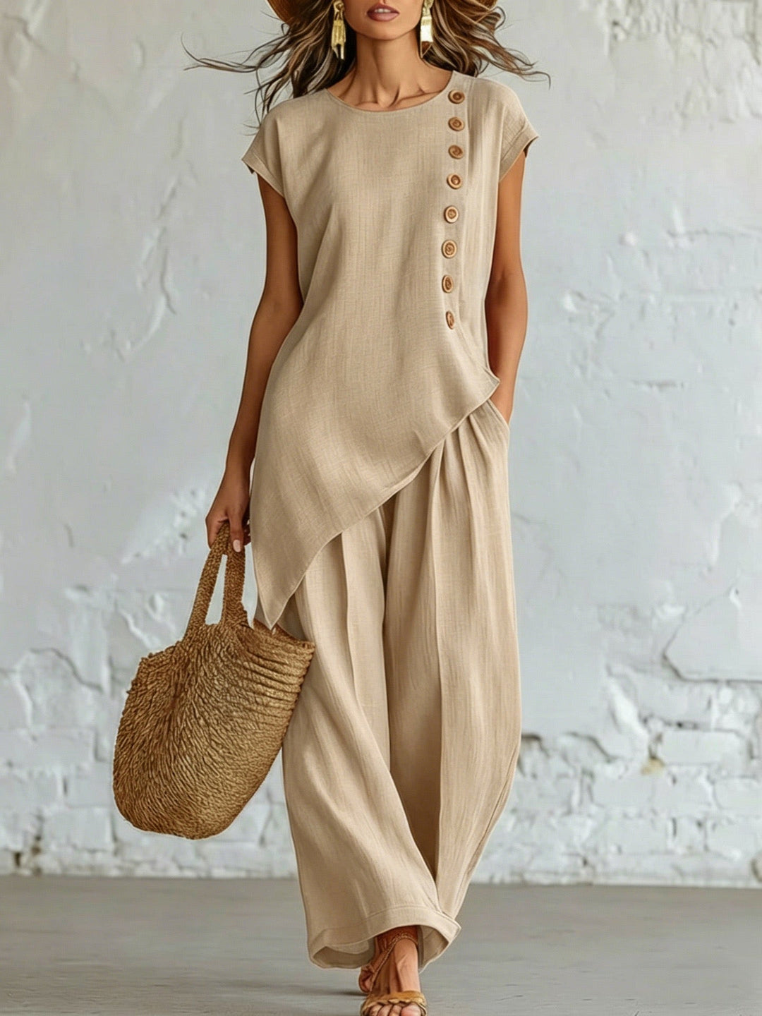 Odrienne | Beige Lace Two-Piece Set