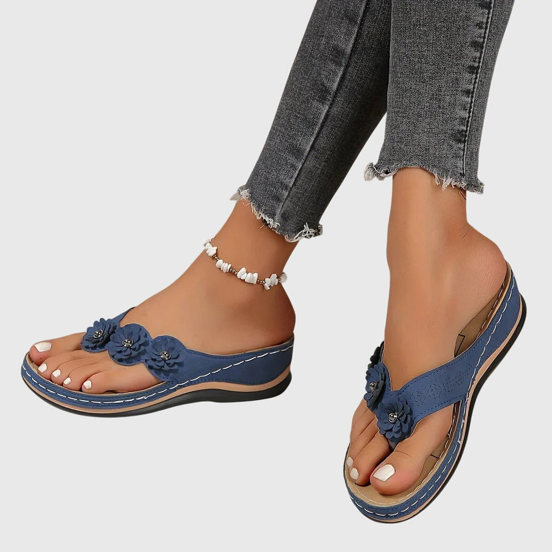 Alexis | Black Bow Detail Flip Flops — view 9