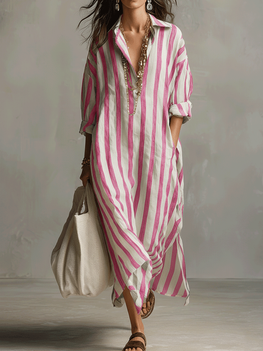 Sadie | Striped Shirt Maxi Dress — view 9