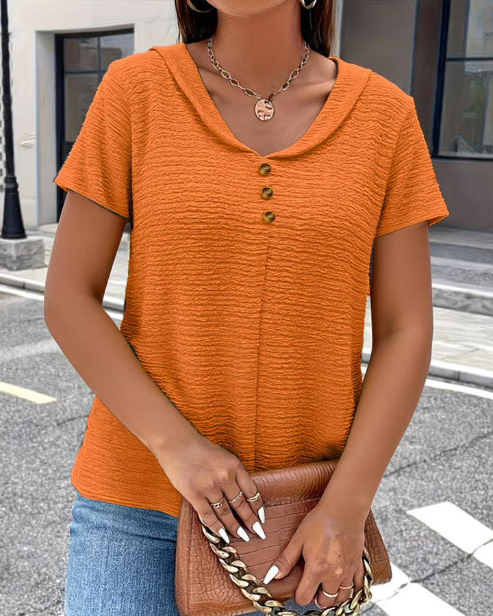 Barbara | Collar Tee with Buttons — view 15