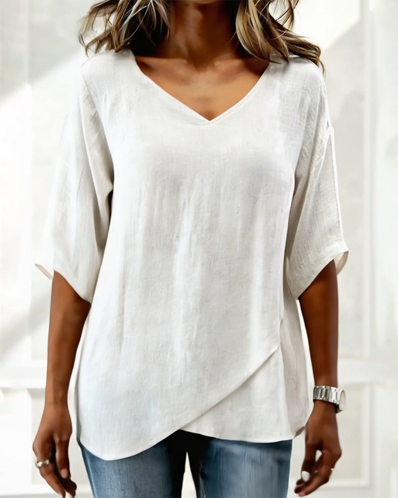 Donna | Irregular V-Neck Top — view 8