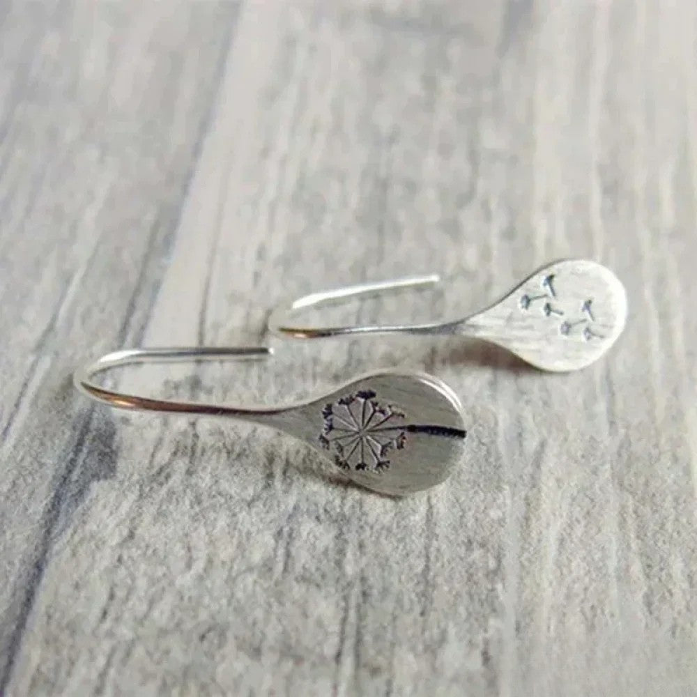 Anouk | Elegant Silver-Tone Earrings in Dandelion Leaf Design — view 3