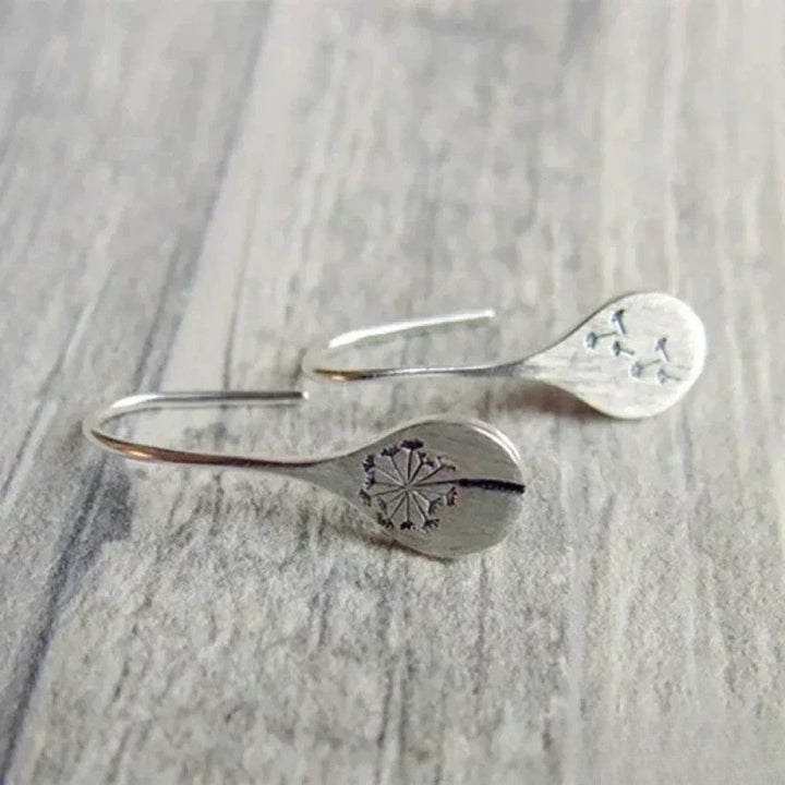 Anouk | Elegant Silver-Tone Earrings in Dandelion Leaf Design — view 3