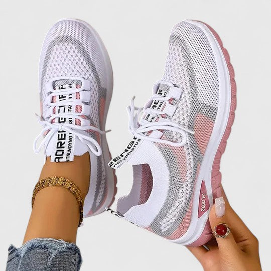 Koralyn | Beige Ankle Strap Block Sneakers — view 5