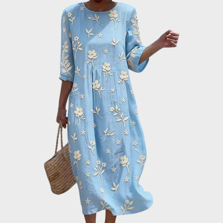 Maxine | Embroidered Mid-Sleeve Dress