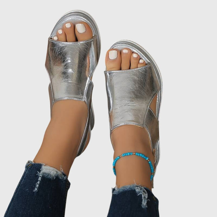 Veronica | Beige Square Toe Comfort Sandals — view 6