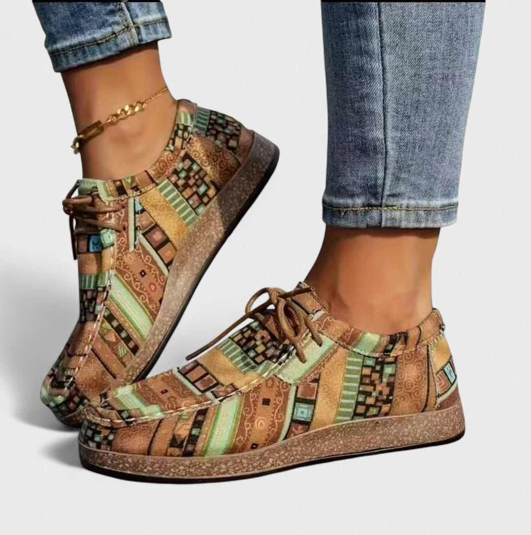 Seryphina | Tan Buckle Comfort Sneakers — view 4