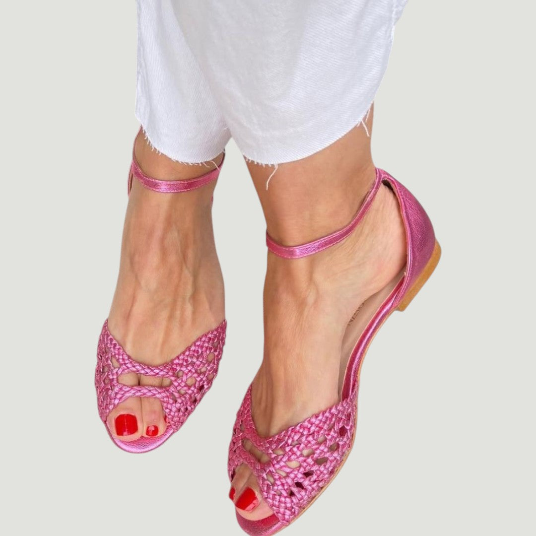 Isadora | Woven Golden Sandals