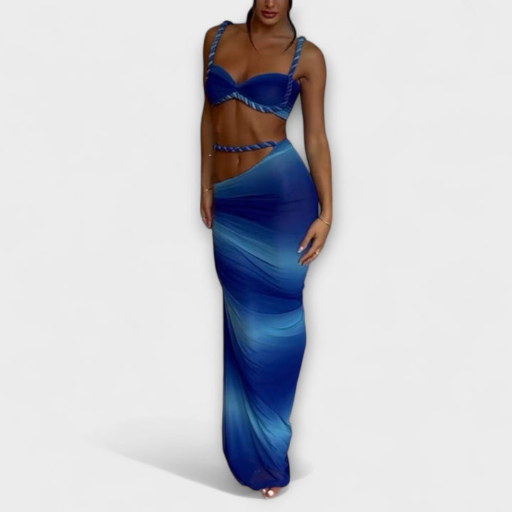 Jane | Stylish Gradient Braided Crop Top & Overskirt Duo