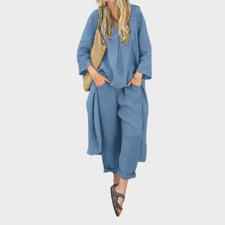 Solura | Two-Piece Cotton Set with V Line