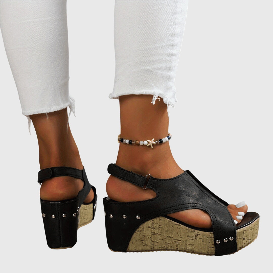 Lydia | Black Comfort Ankle Strap Sandals — view 10