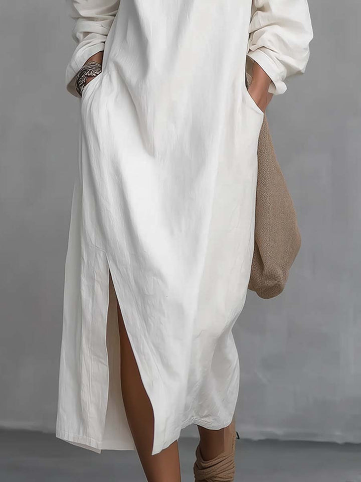 Kit | One-Shoulder Linen Midi Dress — view 4