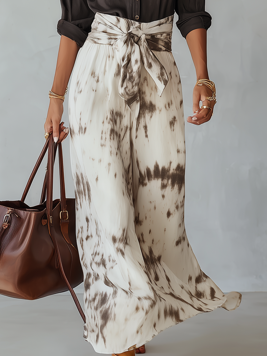 Lara | Button-Down Shirt & Tie-Dye Wide-Leg Skirt Set — view 3