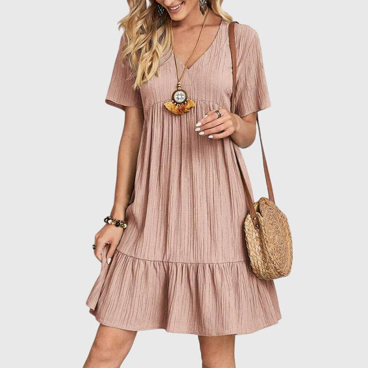 Jasmine | Blush Pink Flattering Midi Dress — view 5