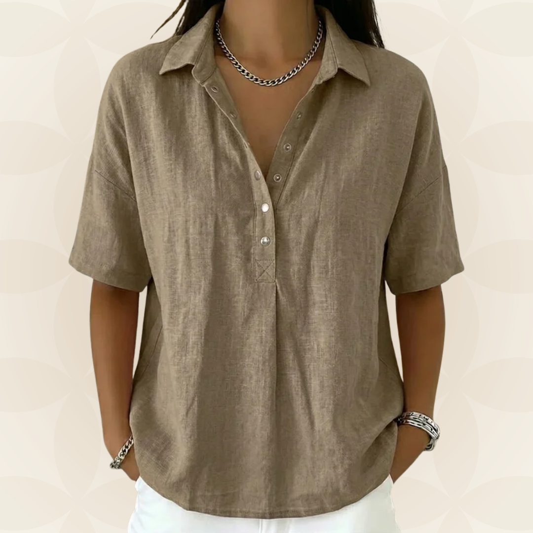 Sorcha | Khaki The Collared Button Blouse